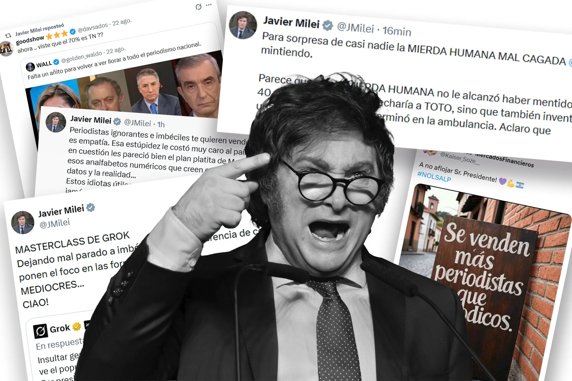 Milei recrudece su ataque al periodismo: más de 300 mensajes con insultos, acusaciones sin pruebas y llamados al odio